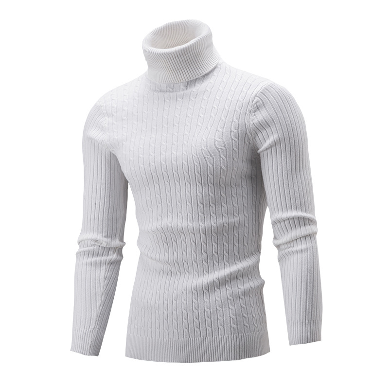 Men's 2021 foreign trade turtleneck sweater men's autumn and winter New High collar foreign trade casual fashion simple twist sweater