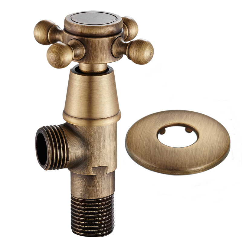 Oubei sanitary ware factory wholesale European bathroom bathroom hardware brass retro antique triangle valve eight-word valve