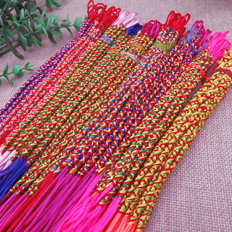 Stall scenic spot hot selling jewelry dragon boat festival five-color rope bracelet hand-woven spiral Dragon column lucky color hand rope