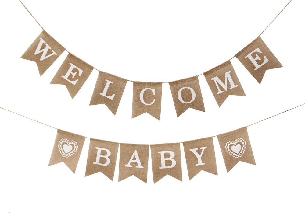 welcome baby baby birthday party decoration flag linen dovetail flag manufacturers supply