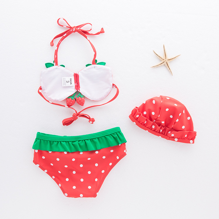 Children's Swimwear Girls' Bikini Split Swimsuit Strawberry Fresh Sling Children's Hot Spring Swimming Pool
