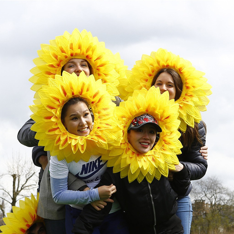 ひまわりヘッドカバー面白い顔を見せる花スポーツミート開会式手持ち花幼稚園ダンス小道具|undefined