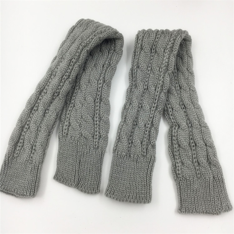 Yifan Autumn and Winter Outdoor Travel Warm Cold-proof Solid Color Twist Long Half-finger Elastic Sleeve Knitted Arm Cover for Women_voghion.com
