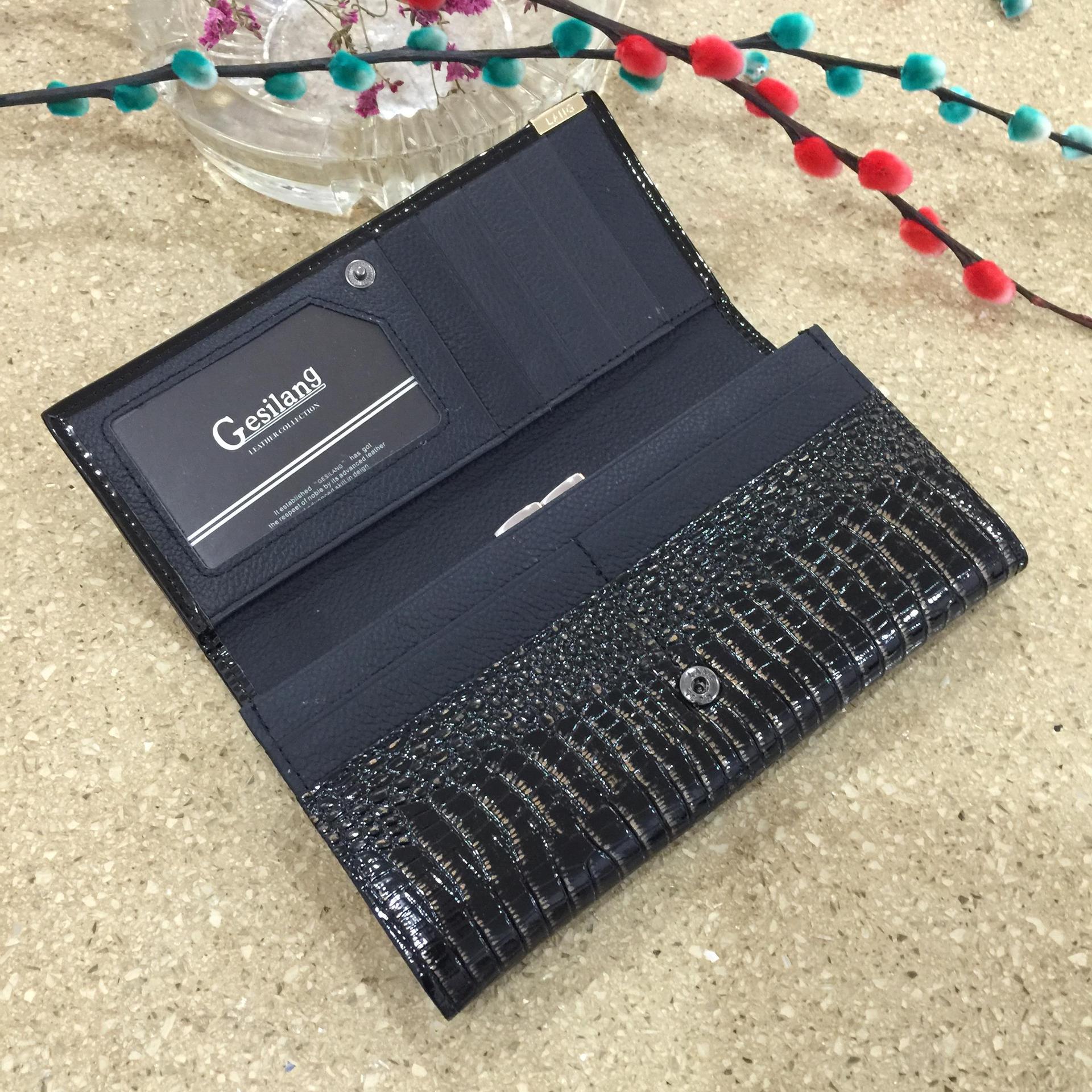Crocodile pattern 2024 hot selling Korean long leather ladies wallet large capacity wallet factory direct wholesale