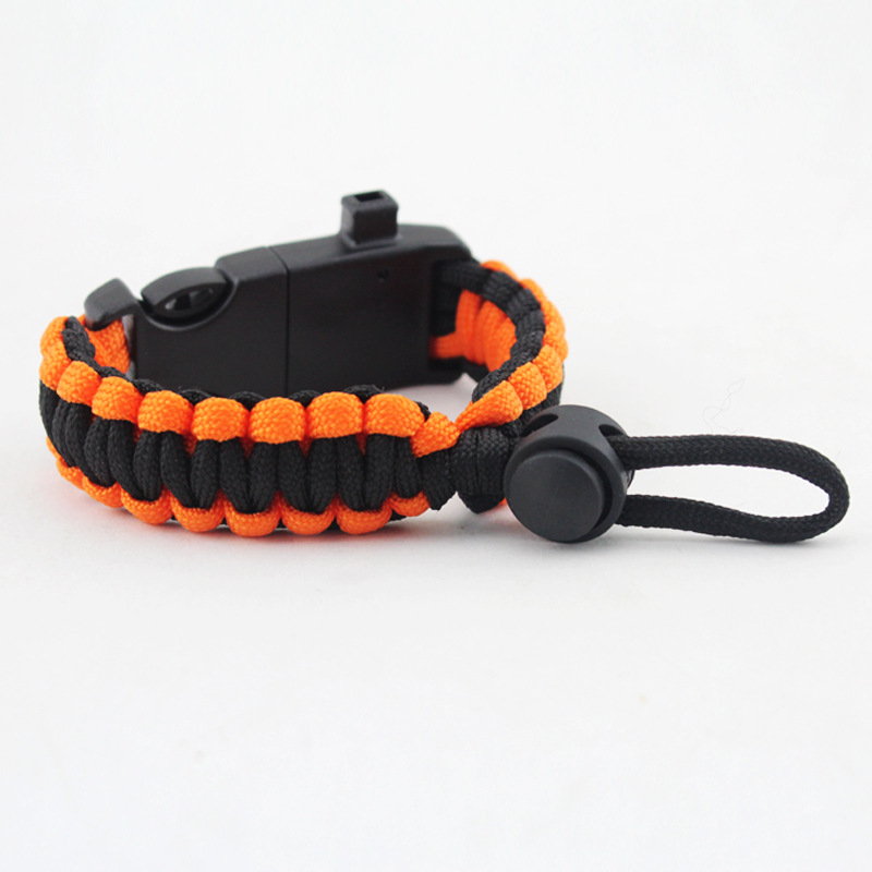 Outdoor Sports Bracelet Compass Flint Adjustable Bracelet Camping Survival Umbrella Rope Bracelet