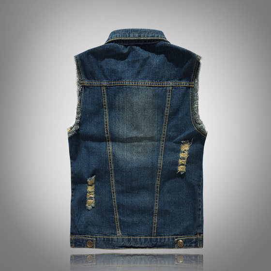 Korean-style slim-fit trendy men's denim waistcoat large size waistcoat motorcycle foreign trade waistcoat leisure vest