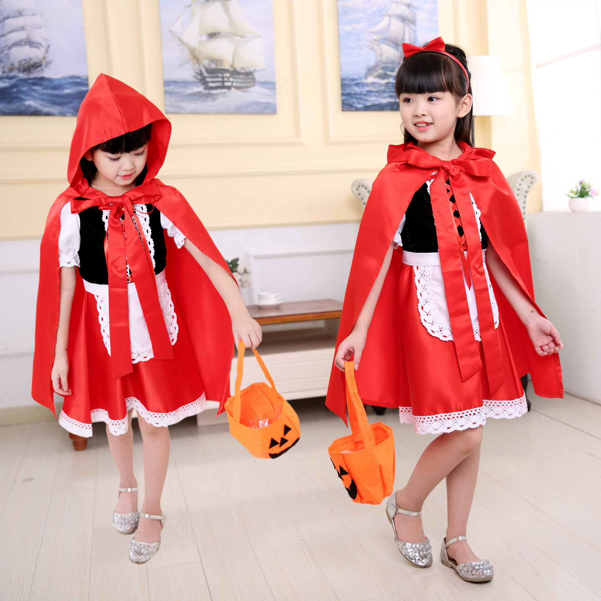 Halloween Little Red Riding Hood Costume Princess Dress Christmas Children cosplay Performance Masquerade Female Fairy Tale