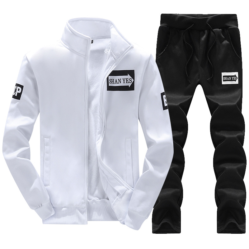2017 Spring and Autumn New Stand Collar Men's Sports Suit Casual Long Sleeve Jacket Middle School Students Men's Fitness Sweater Men's Wear
