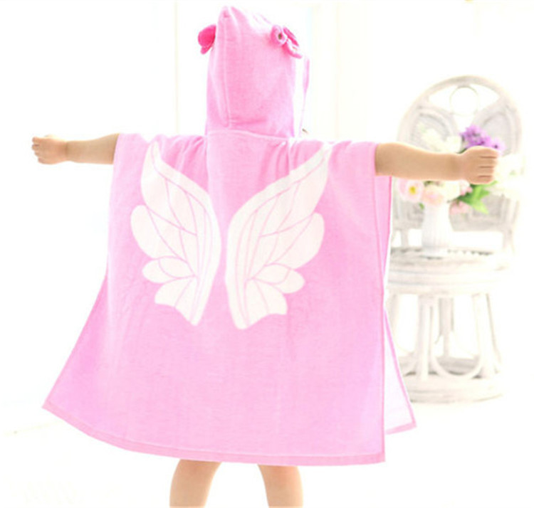 Cartoon children bath towel cloak towel material cotton bathrobe baby wearable bath towel Beach Cape swimming suit wholesale