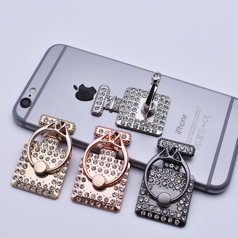 Metal perfume bottle mobile phone lazy person bracket creative finger ring bracket rhinestone bracket mobile phone diamond bracket