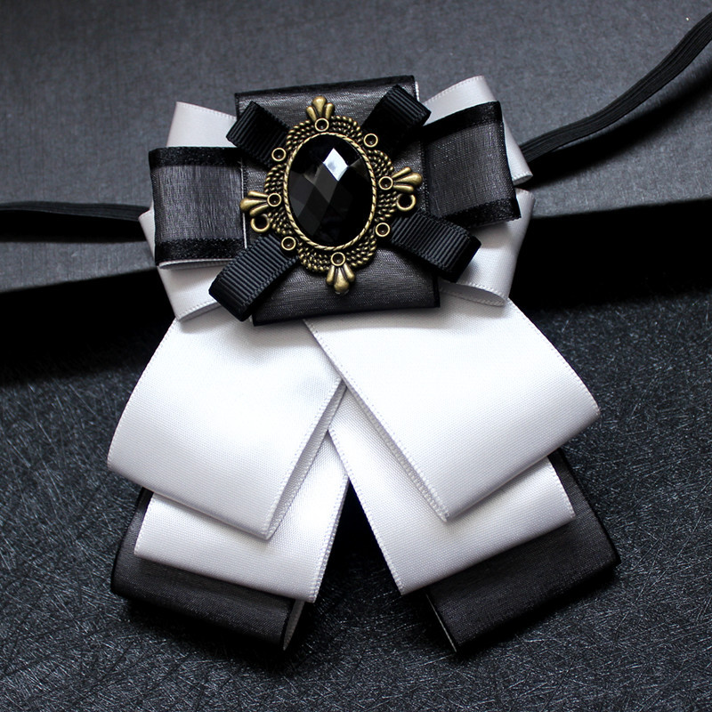 Korean Ribbon Double-Layer Dress Suit Men's Collar Flower Wholesale in stock Groom Best Man Wedding Banquet Bow Tied