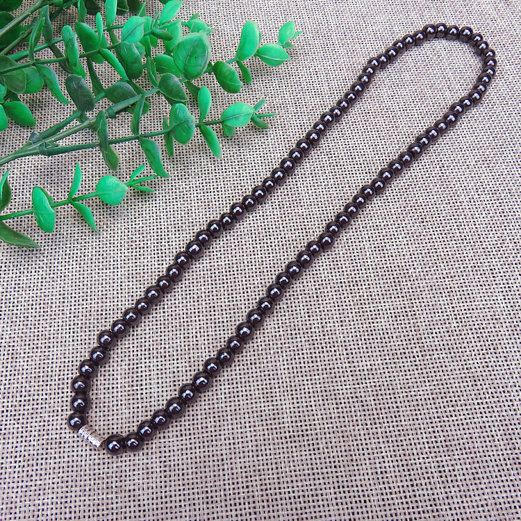 6mm round bead magnetic black stone necklace foreign trade e-commerce best selling trinkets magnetic therapy health care natural magnet necklace