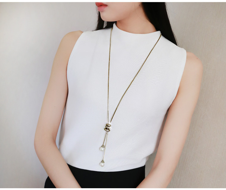 Korean version of the new fashion jewelry sweater chain wholesale all-match high-grade crystal Pearl tassel necklace female pendant