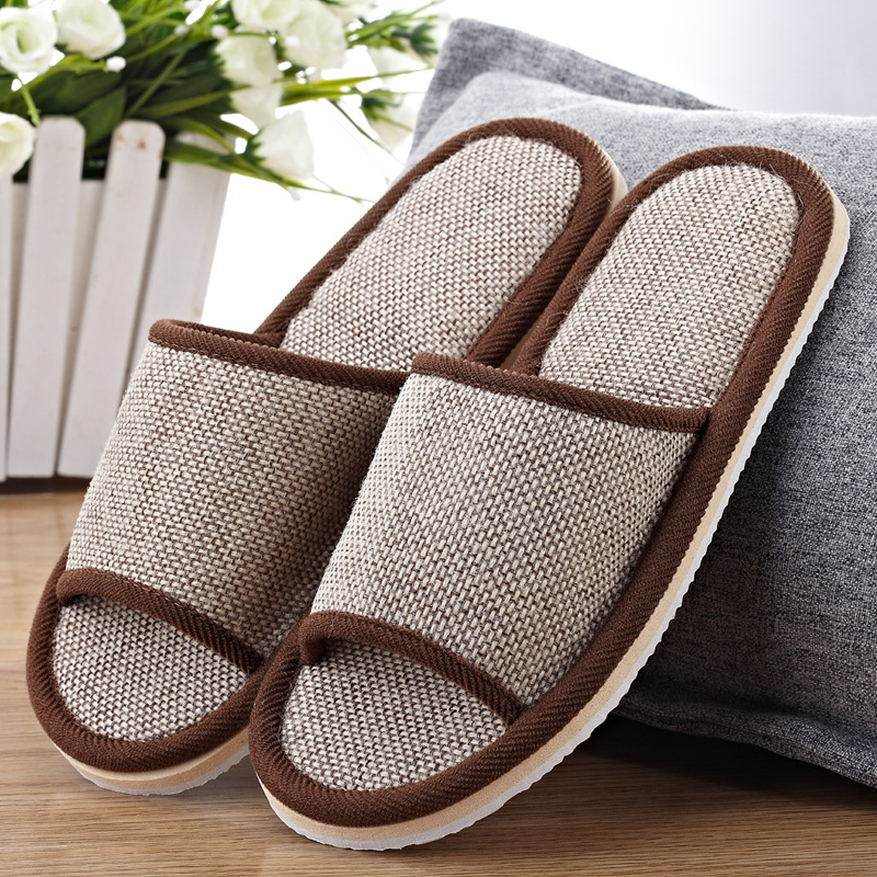 Factory goods pass four seasons linen famous Four Seasons linen opening cotton slippers hotel non-slip EVA indoor floor mop