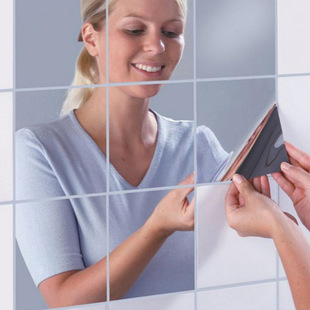 Square round PET acrylic mirror stickers self-adhesive body soft mirror DIY bathroom wall stickers 15*15cm