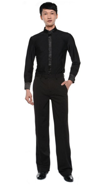 Men's Latin Dance Ballroom Dance GB Cha Cha Dance Pants Adult Square Dance Modern Dance Practice Dance Pants Pocket Pants
