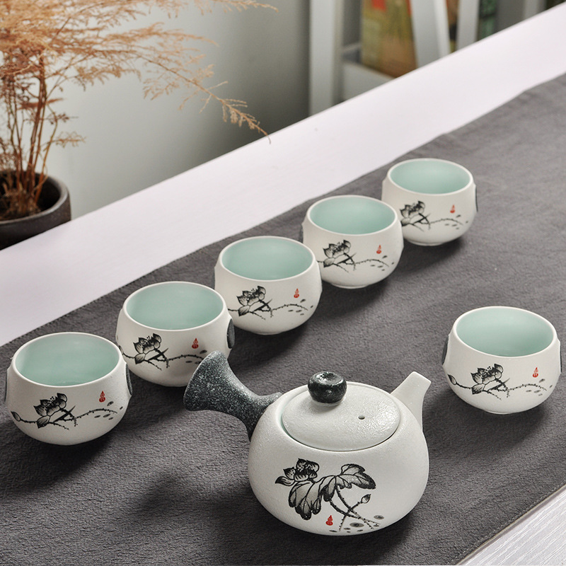 Complete set of teacup snowflake glaze tea set kung fu tea set ceramic gift teapot Dehua wholesale portable creative small