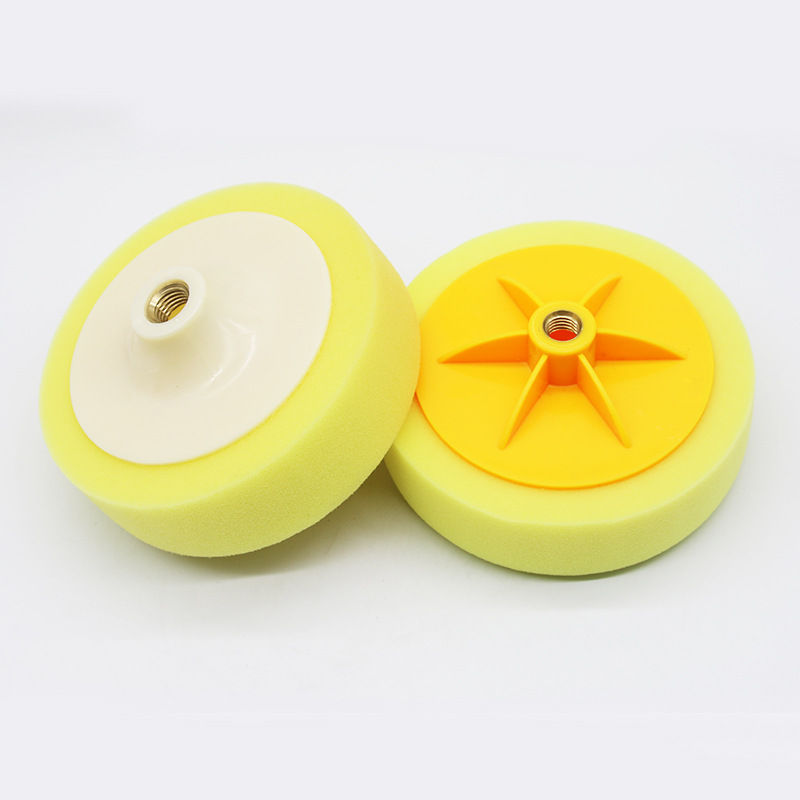 Zhitong 6-inch car polishing and waxing sponge wheel yellow polishing disc flat screw sponge ball cut harder