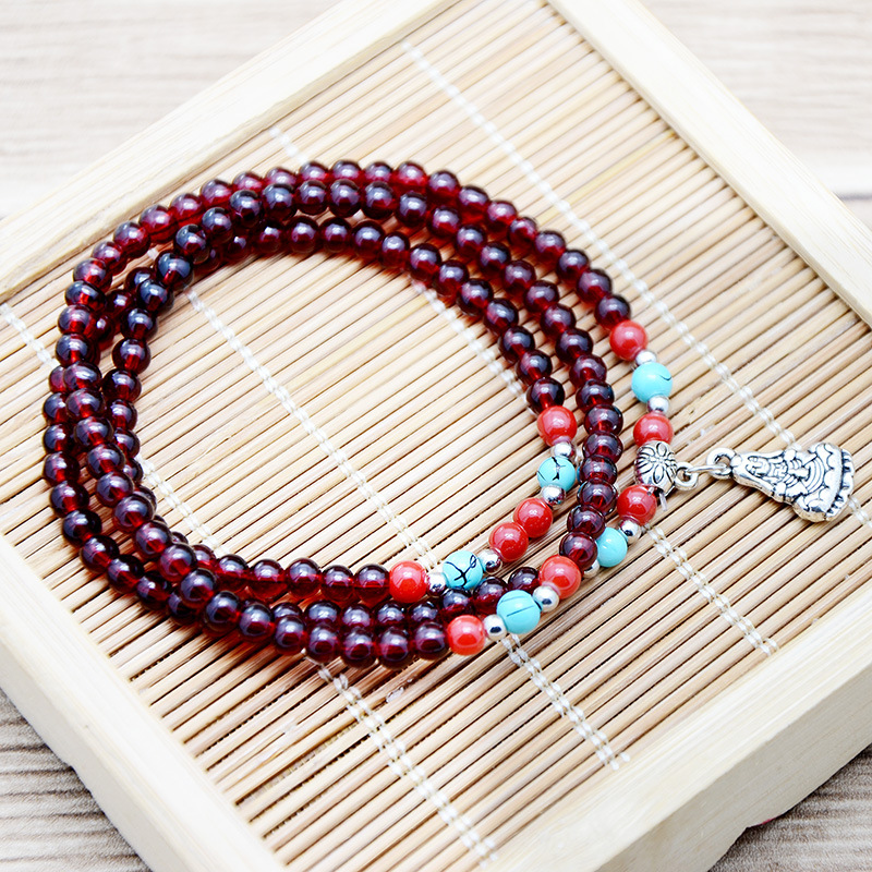 Jewelry imitation Garnet three ring bracelet ethnic style ladies jewelry bracelet stall supply small gifts hand jewelry