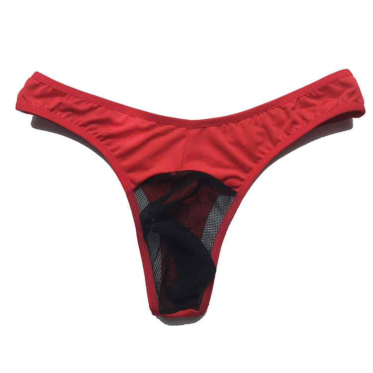 Colorful Youth Sexy Men's Underwear Exposing JJJ Pleasure Transparent Thong U Pouch Low Waist Hollow T Pants Men's 