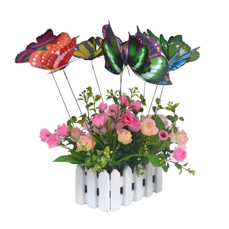 Simulation butterfly double wings with Rod butterfly gardening flower arrangement decoration beautification plastic crafts Yiwu Wholesale