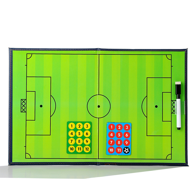 Two-fold tactical board Football Coach board leather folding teaching board magnetic with pen tactical command long-term supply