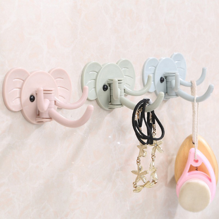 Multifunctional elephant self-adhesive hook kitchen bathroom door nail-free hook creative cute factory wholesale