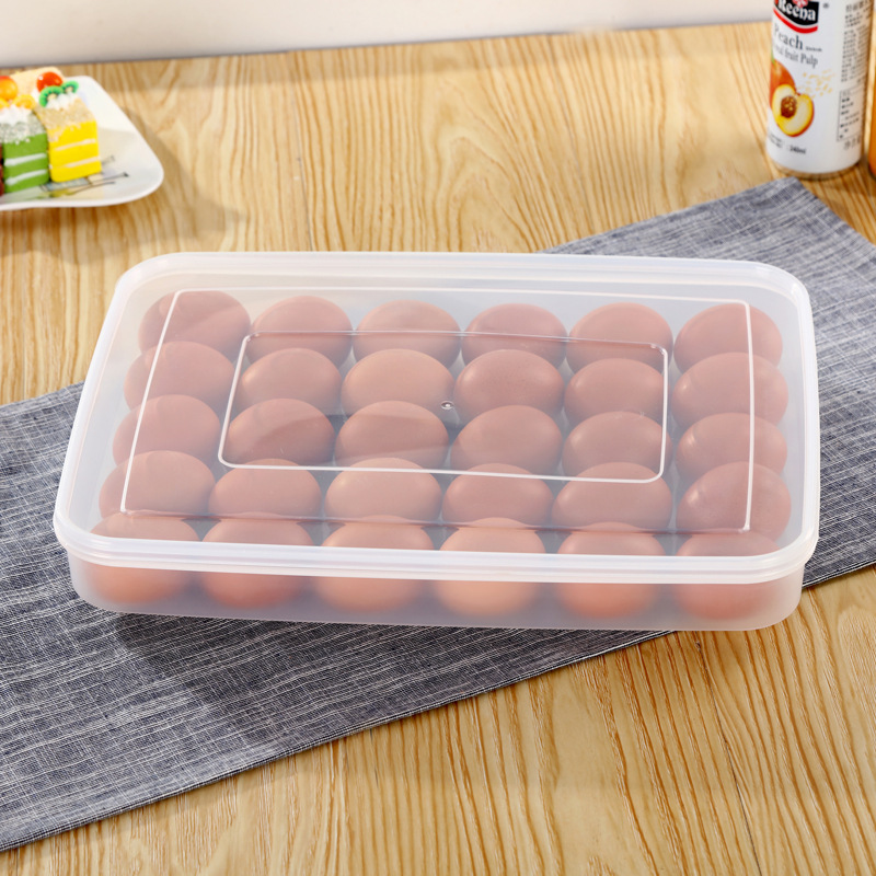 Kitchen egg tray refrigerator plastic 30-grid sealed fresh egg box transparent square egg box with lid
