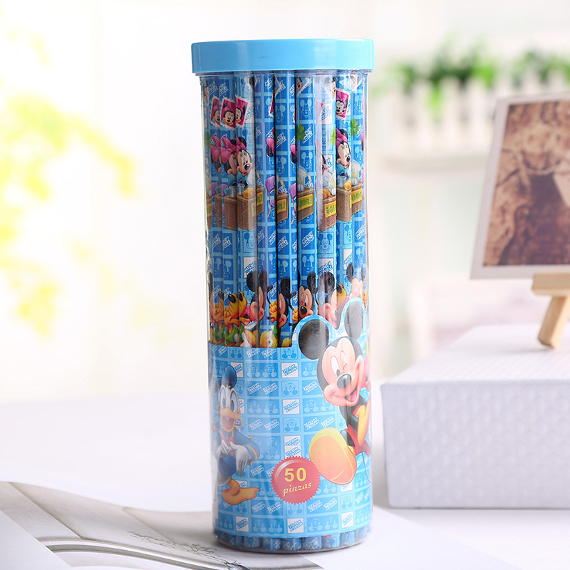 Cartoon pencil 50 logs H B student cartoon children's pencil pencil manufacturers set stationery wholesale