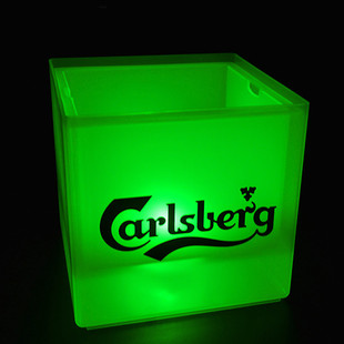 LED luminous ice bucket square double layer Luminous ice bucket transparent plastic ice wine cooler anti-fall beer beverage ice bucket