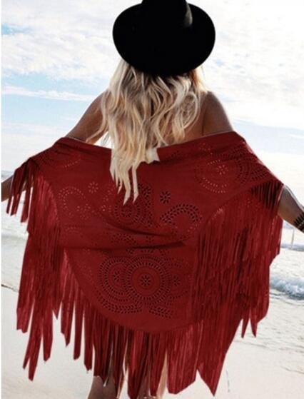 European and American shawl summer new women's top tassel shawl retro simple suede cape production Wholesale