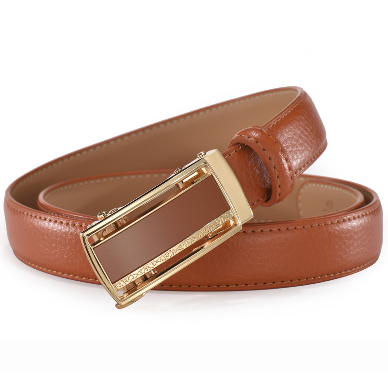 Women's Belt Women's Fashion Decorative Leather Belt Women's Korean Style Youth Casual Cowhide White Automatic Buckle Thin Belt