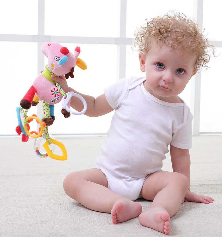 JJOVCE baby puzzle soothing doll multifunctional animal bed Bell bed hanging cart pendant baby cloth play doll