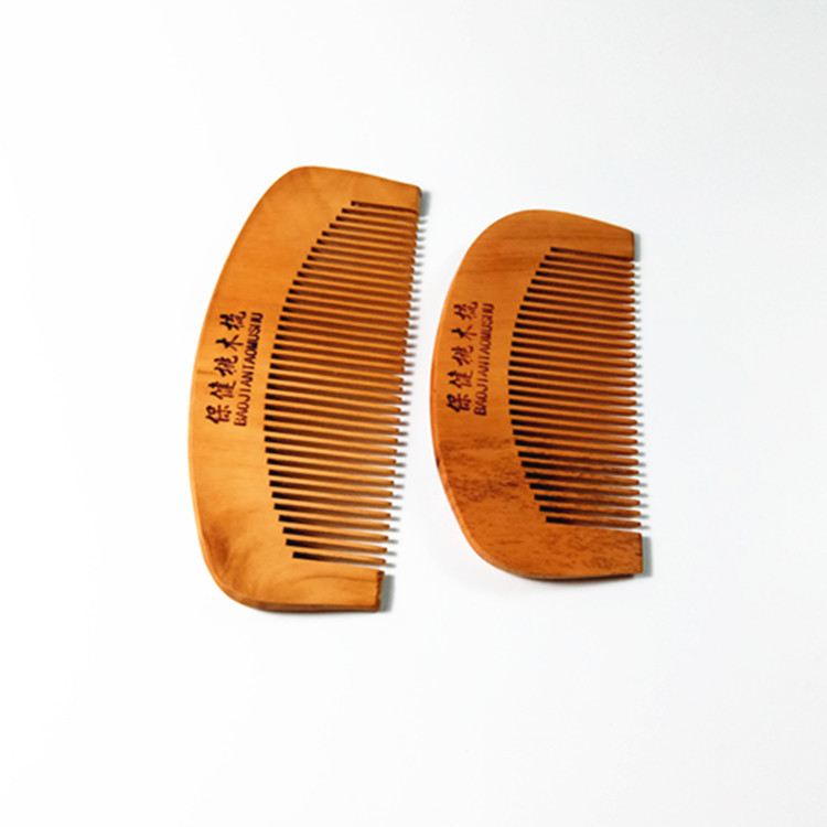 Peach wood comb thickened dense tooth comb massage anti-static round tooth wooden comb logo small