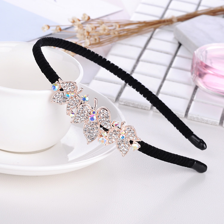 Best selling Korean version of rhinestone bow hairband ladies headwear non-slip flannel headband hairpin manufacturers wholesale