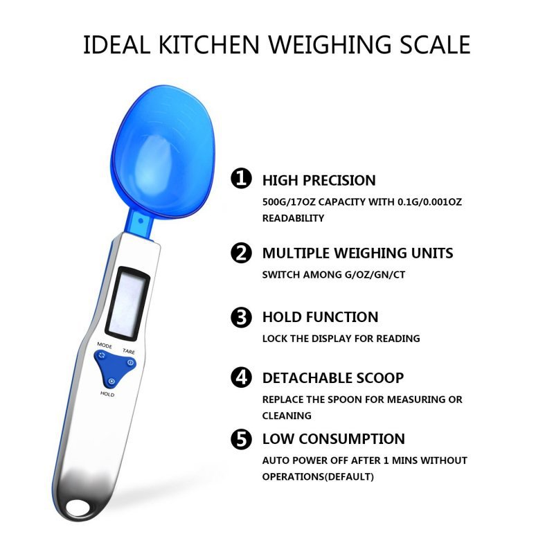 New three spoon electronic scale 0.1g spoon scale kitchen scale electronic spoon scale 500g support ingredients scale