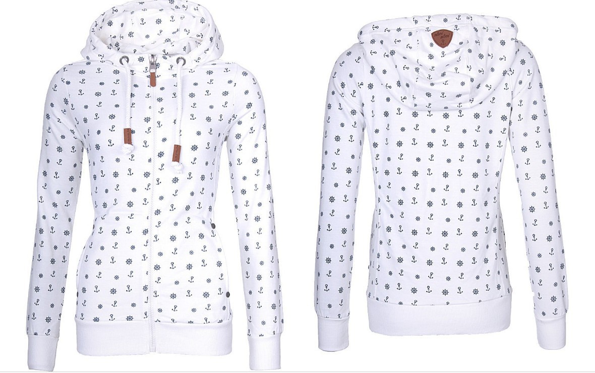 S-5XL wish explosions 2024 autumn and winter Europe and the United States new loose long sleeve hooded zipper printing plus velvet sweater women