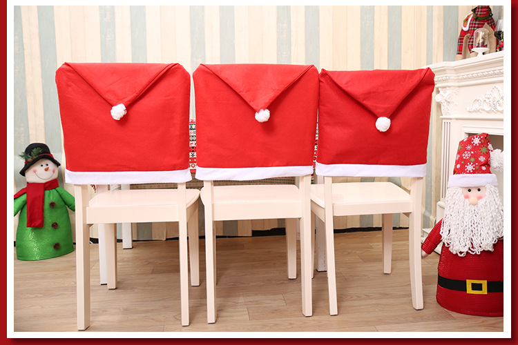 Christmas Red Non-woven Christmas Chair Set Christmas Table Decoration Christmas Hat Soft Feel_voghion.com