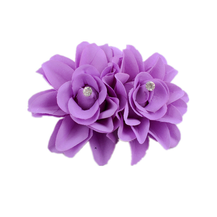 European and American Double Rose Hairpin Ethnic Headwear Bride Flower Head Flower Girls' Dance Performance Rhinestone Hair Accessories Edge Clip_voghion.com