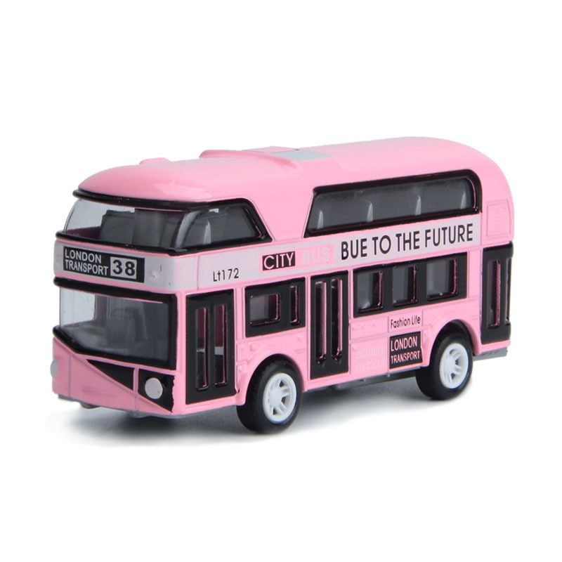 Children's toy car manufacturers supply double-decker bus simulation model back force alloy car logo trembles