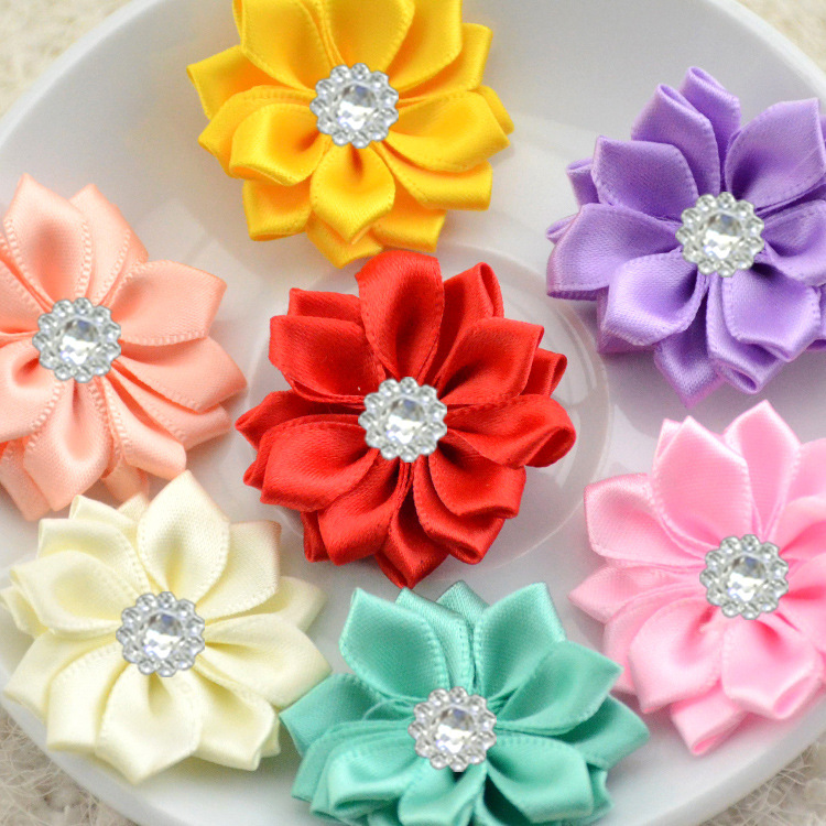 4cm hand-stitched flower middle sticky sunflower acrylic pointed lotus flower children's headband hairpin accessories