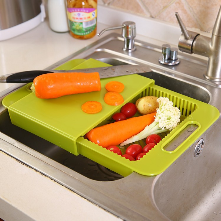 Factory supply practical sliding detachable cutting board multifunctional kitchen basket rack special promotion T