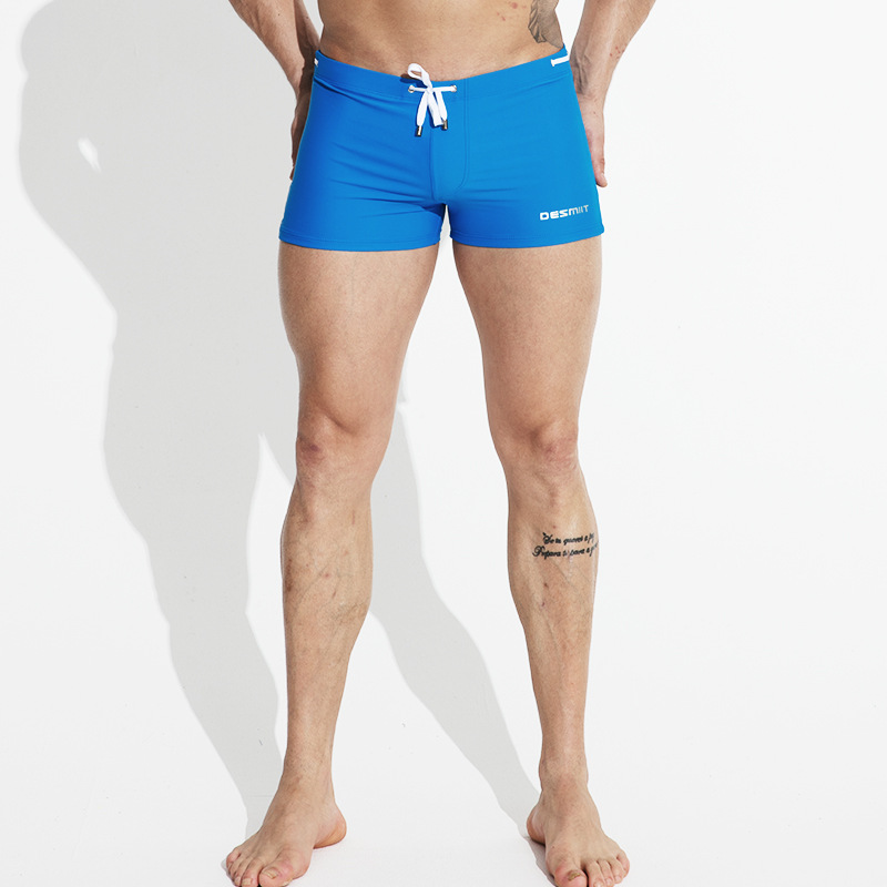 Wholesale supply DESMIIT men's boxer large size waist solid color Beach swimming trunks with Cup S409