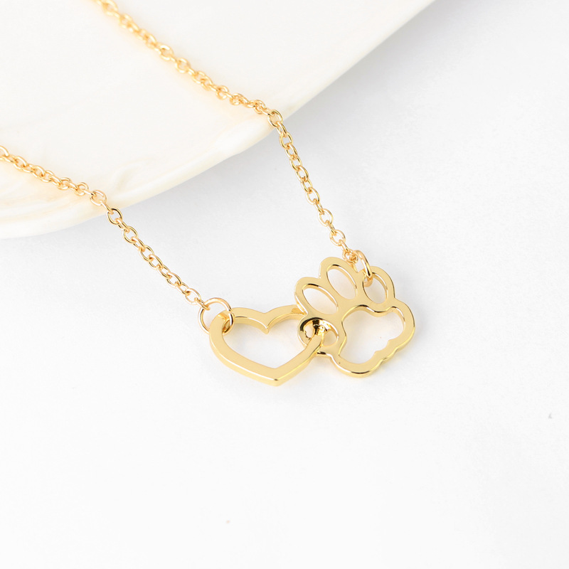 European and American jewelry dog claw heart pendant necklace alloy short necklace cross-border wish explosions