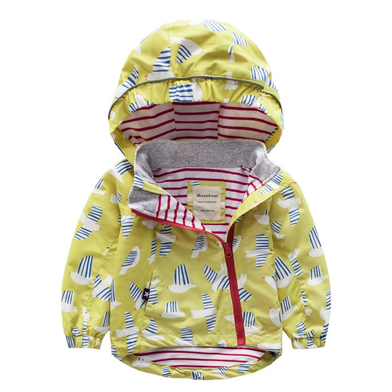 2022 Girl's Coat Spring and Autumn Waterproof Windbreaker Hooded Coat Reflective Strip Boy's Autumn Coat