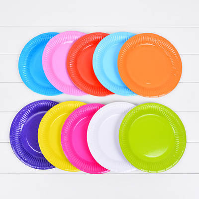 Disposable Paper Tray Kindergarten Children Handmade DIY Painting Tray Birthday Cake Barbecue Round Dinner Tray Factory Wholesale