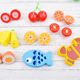 Wooden vegetables and fruits cut and cut children's kitchen cooking toys play house fruit cut and cut toy suit