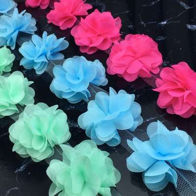 Factory direct three-dimensional flower chiffon lace multi-color in stock diy handmade clothing accessories accessories