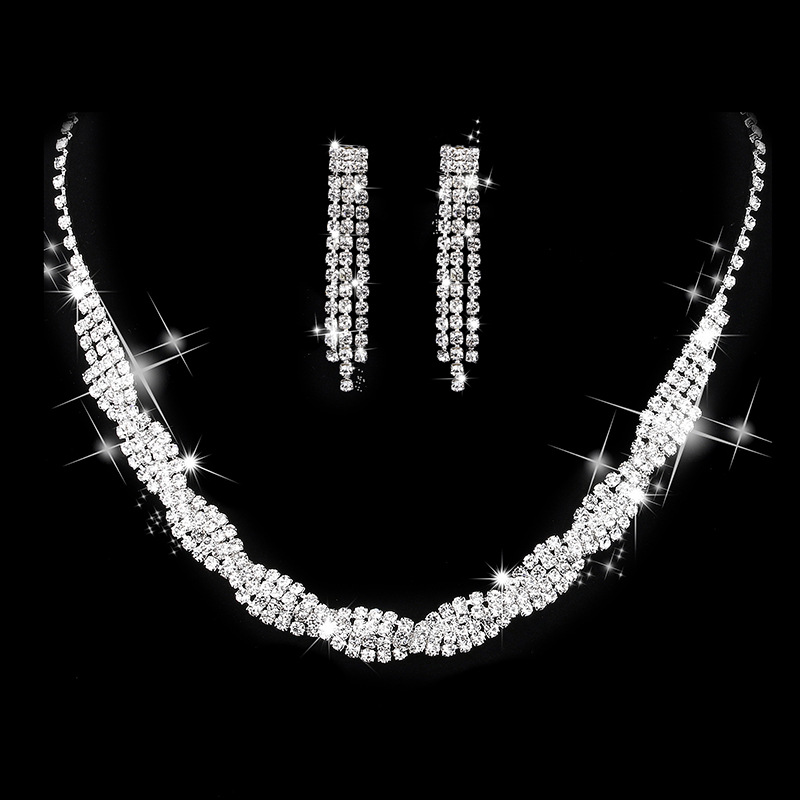 Processing of various accessories, stylish sparkling crystal claw chain wrapped necklace earrings, wedding set 499
