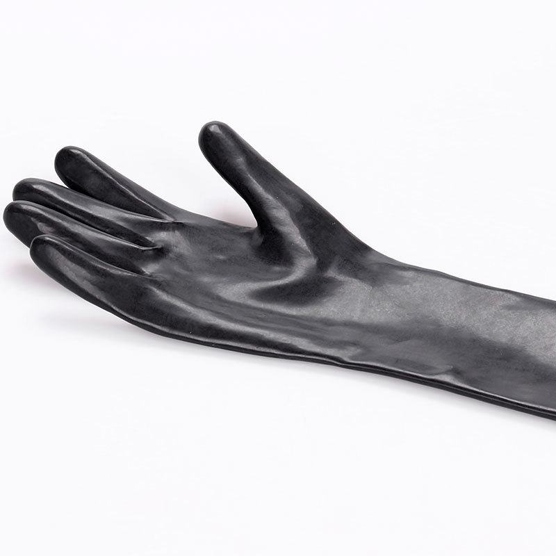 Supply natural latex sexy gloves black mid-barrel patent leather gloves adult European and American sexy gloves wholesale